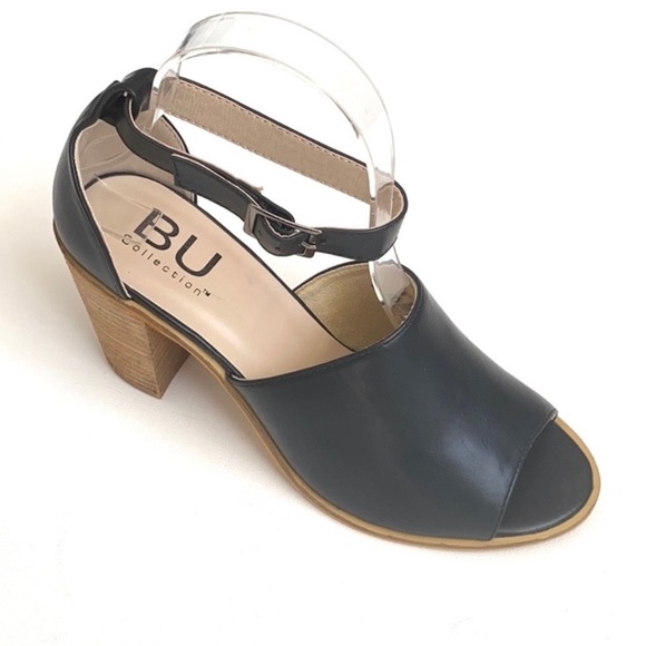BU Collection Black Peep toe Block Heels, Size 8 - Picture 1 of 11
